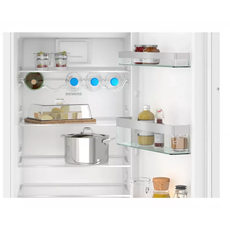 Iebūvēts kombinētais ledusskapis Siemens iQ300 KI82LVFE0 — 280 L kopējā, 246 L ledusskapja, 34 L augšējā saldētava, Balta, Labās puses eņģe