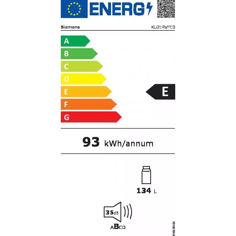 Siemens iQ300 KU21RVFE0 ledusskapis iebūvējams 134 L
