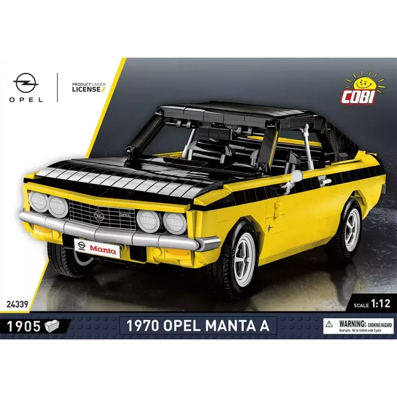 Konstrukciju rotaļlieta Cobi Opel Manta A 1970 mēroga 1:12 modelis, ķieģeļu komplekts