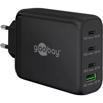 Goobay 65555 Lādētājs Iekštelpu AC Ātrā Uzlāde Portatīvais Dators Viedtālrunis Melns