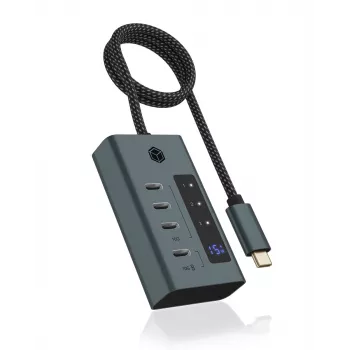 ICY BOX IB-HUB1454-C31 USB 3.2 Gen 1 (3.1 Gen 1) Type-C 10000 Mbit/s zils, pelēks