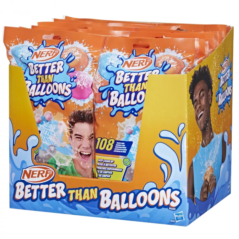Nerf Super Soaker Better Than Balloons ūdens rotaļlietas, viegla 1 gabala tīrīšana, 108 kapsulas, daudz veidu, kā spēlēt, ūdensprieki pagalmā, dāvanas bērniem, vecums 3+