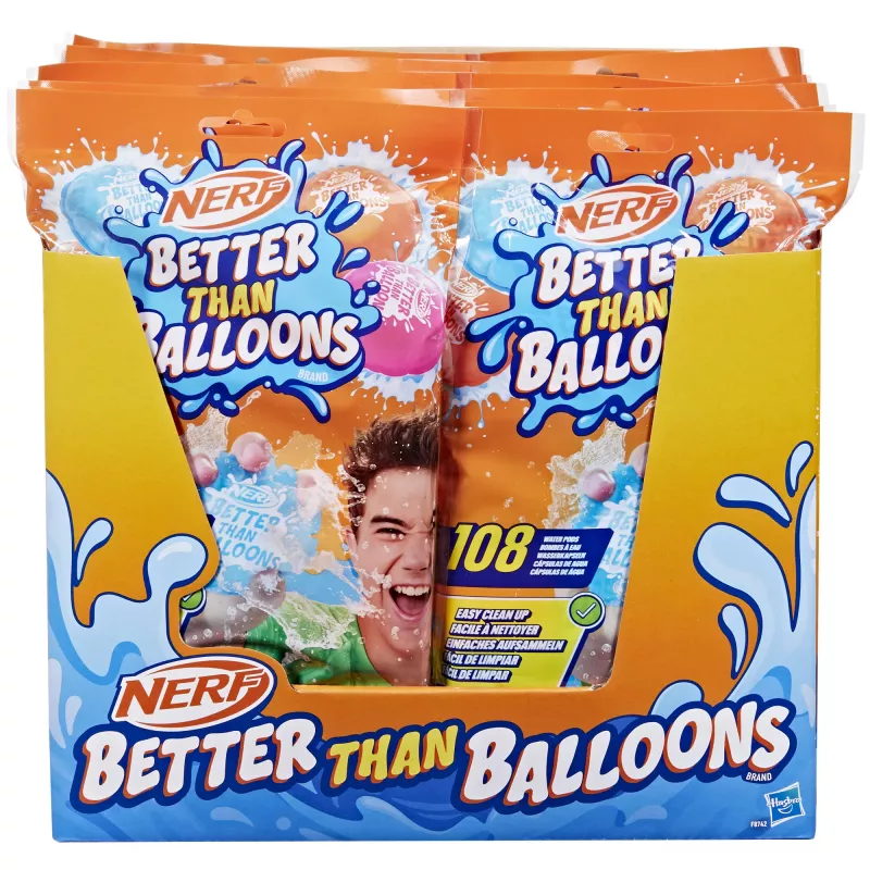 Nerf Super Soaker Better Than Balloons ūdens rotaļlietas, viegla 1 gabala tīrīšana, 108 kapsulas, daudz veidu, kā spēlēt, ūdensprieki pagalmā, dāvanas bērniem, vecums 3+