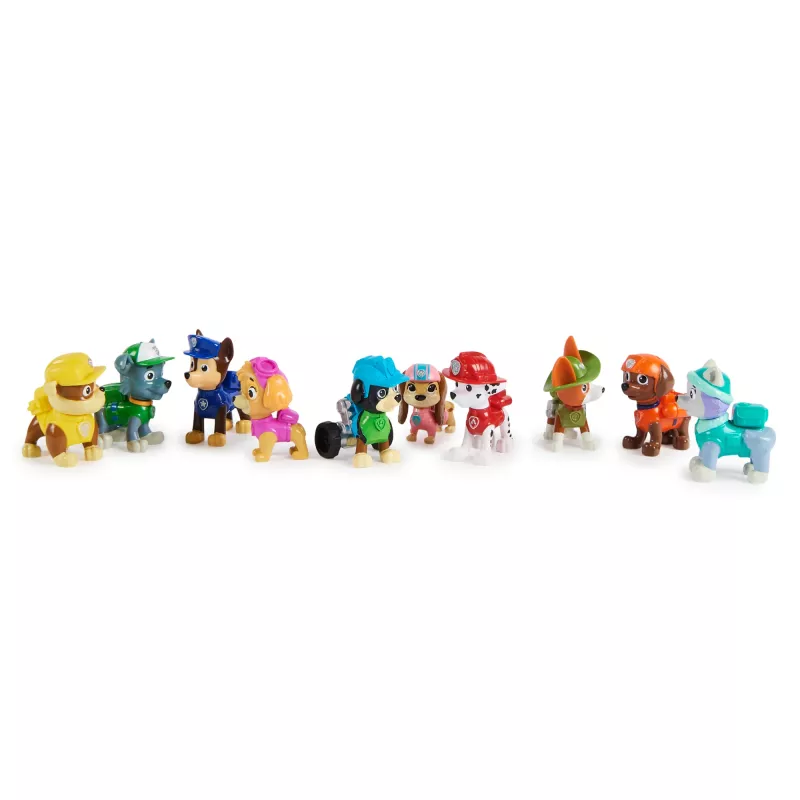 PAW Patrol, 10. jubileja, “Visi ķepas uz klāja” rotaļu figūriņu dāvanu komplekts ar 10 kolekcionējamām darbības figūriņām, bērnu rotaļlietas vecumam no 3 gadiem
