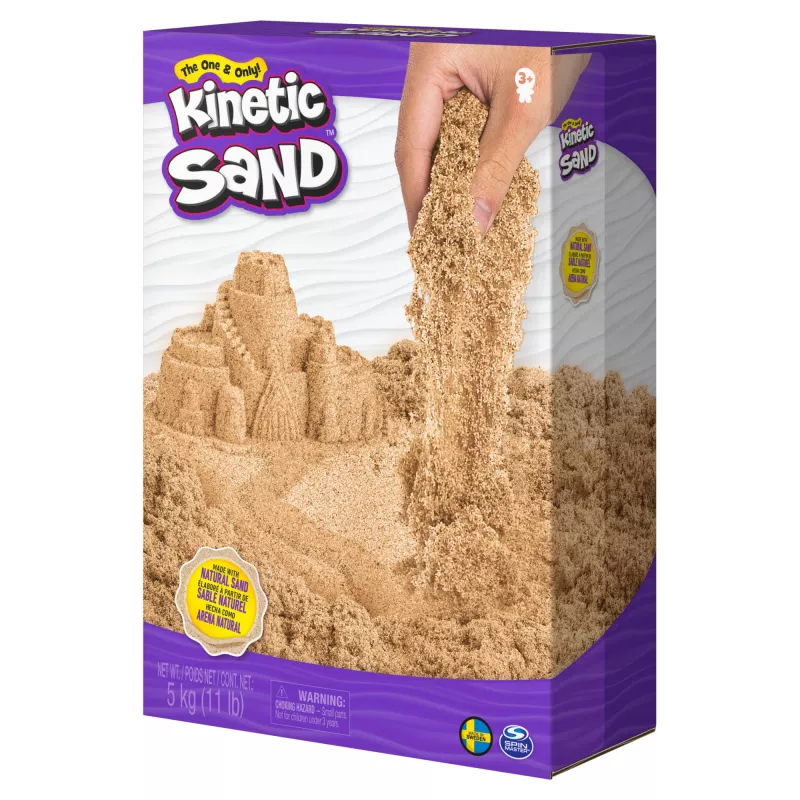 Kinetic Sand, 11 mārciņas (5 kg) dabīgi brūnas krāsas rotaļu smiltis mākslai un amatniecībai, smilšu kastei, Amazon ekskluzīvs (iepakojums var atšķirties), veidojamas sensoriskās rotaļlietas bērniem no 3 gadu vecuma