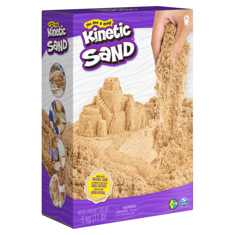 Kinetic Sand, 11 mārciņas (5 kg) dabīgi brūnas krāsas rotaļu smiltis mākslai un amatniecībai, smilšu kastei, Amazon ekskluzīvs (iepakojums var atšķirties), veidojamas sensoriskās rotaļlietas bērniem no 3 gadu vecuma