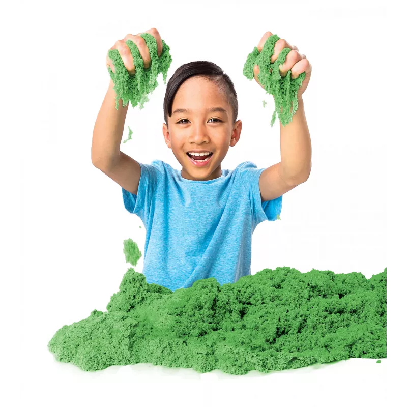 Kinetic Sand, 2 mārciņas zaļas rotaļu smiltis, veidojamas sensorās rotaļlietas bērniem, atkārtoti aizverams maisiņš (iepakojums var atšķirties), no 3 gadu vecuma