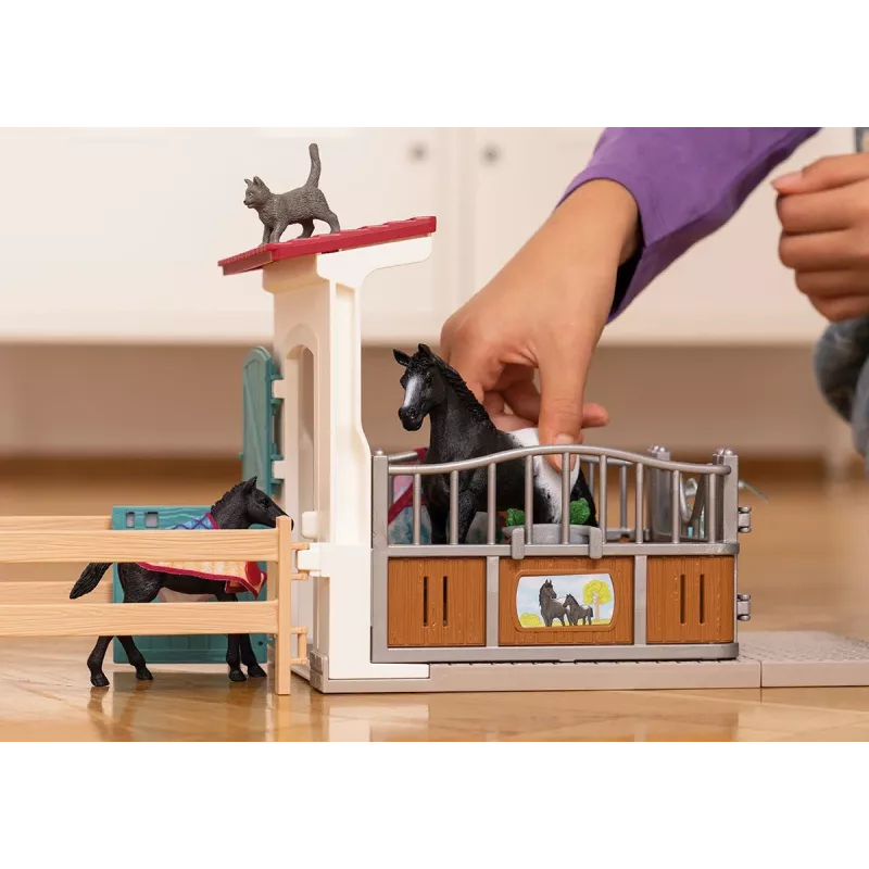 schleich HORSE CLUB Zirgu kaste ar ķēvi un kumeļu, Zirgu stallis, Zirgi, 5 gadu vecumam, Daudzkrāsains, Plastmasa