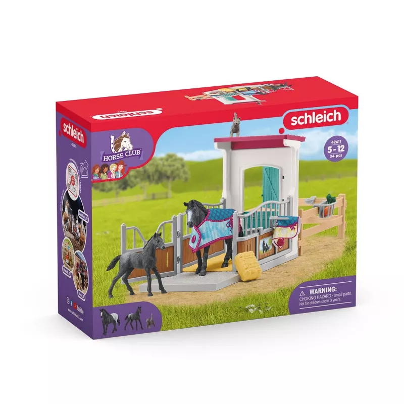schleich HORSE CLUB Zirgu kaste ar ķēvi un kumeļu, Zirgu stallis, Zirgi, 5 gadu vecumam, Daudzkrāsains, Plastmasa