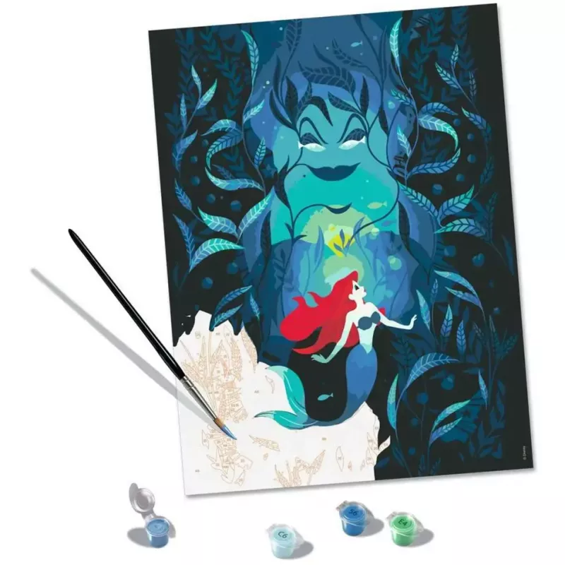 Ravensburger Krāsošanas komplekts CreArt Disney Ariela un Ursula 23732 — krāsošanas komplekts bērniem ar iepriekš uzdrukātu motīvu