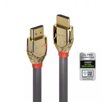 Lindy 2m īpaši ātrdarbīgs HDMI kabelis, Gold Line, 2 m, HDMI Type A (Standard), HDMI Type A (Standard), 48 Gbit/s, pelēks