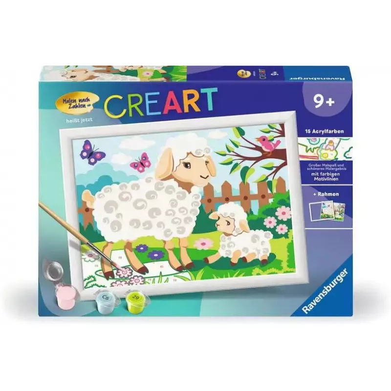 Ravensburger CreArt 23764 gleznošanas pēc cipariem komplekts, aita ar jēru