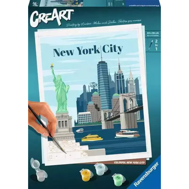 Krāsošanas komplekts Ravensburger CreArt — Krāsainā Ņujorka (krāsošanas pēc numuriem komplekts)