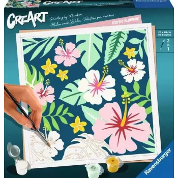 Krāsošanas komplekts Ravensburger CreArt – eksotiskie augi (modelis 23729) krāsošana pēc numuriem