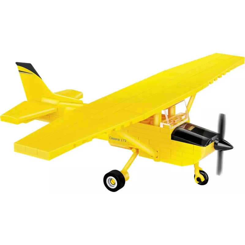 Konstrukciju rotaļlieta Cobi Cessna 172 Skyhawk dzeltens modelis 26621 - mēroga un montāžas komplekts