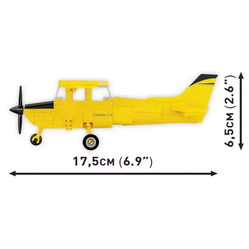 Konstrukciju rotaļlieta Cobi Cessna 172 Skyhawk dzeltens modelis 26621 - mēroga un montāžas komplekts