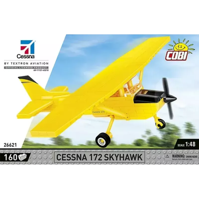 Konstrukciju rotaļlieta Cobi Cessna 172 Skyhawk dzeltens modelis 26621 - mēroga un montāžas komplekts