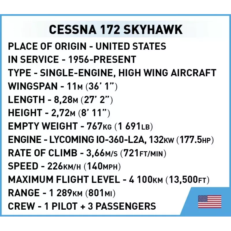 Cobi Cessna 172 Skyhawk, balta – konstruktors