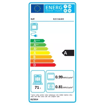 NEFF BX48PB virtuves iekārtu komplekts — Zonas indukcijas plīts (4 zonas) un elektriskā cepeškrāsns (71 L), stikla keramikas virsma, melna