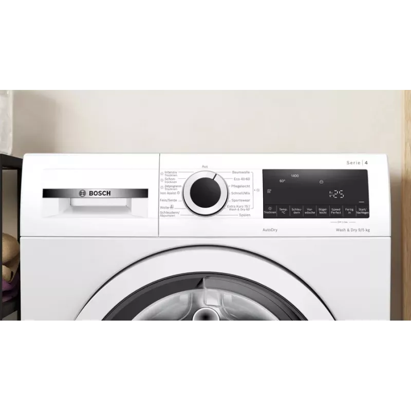 Bosch Serie 4 WNA13441 veļas mazgājamā mašīna ar žāvētāju Brīvstāvoša Priekšpusē ielādējama Balta