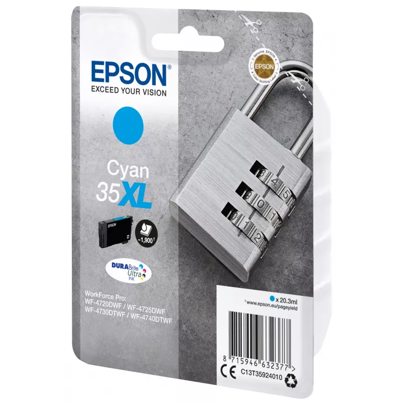 Kārtridžs Epson Padlock Singlepack ciāna 35XL DURABrite Ultra tintes
