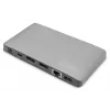 DIGITUS Dokstacija USB-C - 2x USB Type-C / 2x USB 3.0 10Gbps / USB 3.0 5Gbps / 2x DP / Gbe / micro SD / SD / 3,5 mm - 60W USB Power Delivery