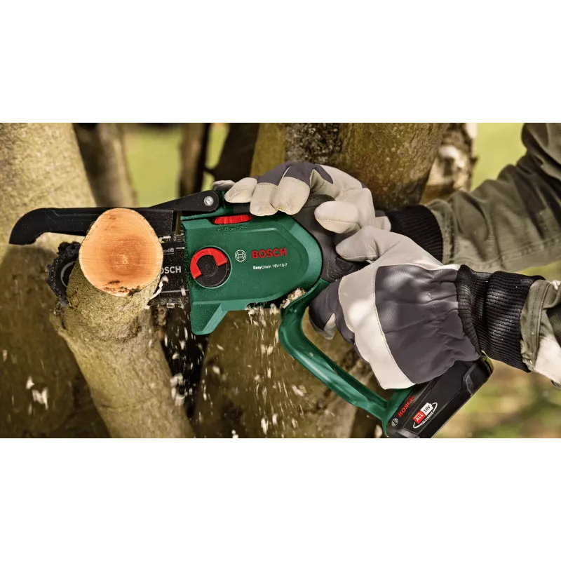Elektriskais motorzāģis Bosch EasyChain 18V-15-7, bezvadu rokas zāģis 1,3 kg