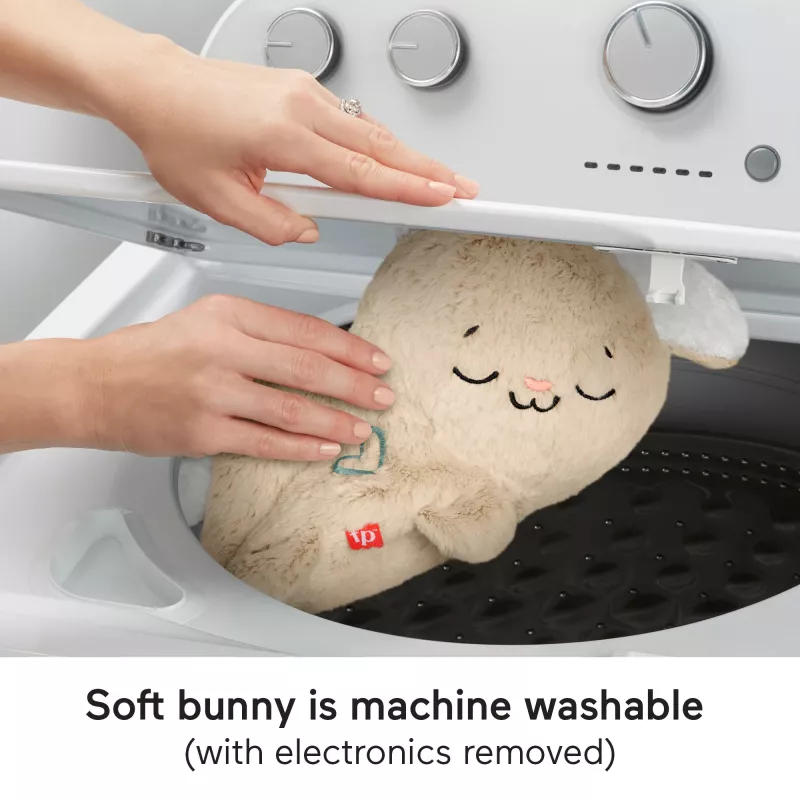 Fisher-Price Soothe & Settle Bunny mīkstā rotaļlieta mazulim un pielāgojama skaņas ierīce ar kustību
