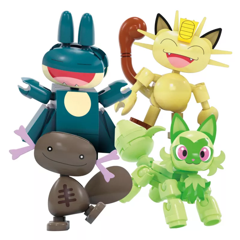 MEGA Pokémon panorāmas rata jautrais būvēšanas rotaļlietu komplekts, ar 4 darbības figūrām (393 gab.) bērniem