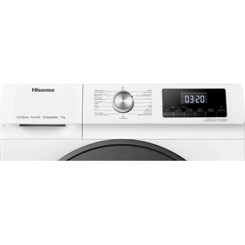 Hisense WFQA7014EVJM veļas mazgājamā mašīna ar priekšējo ielādi 7 kg 1310 RPM Balta