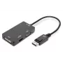 DIGITUS ASSMANN DisplayPort pārveidotāja kabelis, DP - HDMI+DVI+VGA M-F/F/F, 20cm 3-in-1 multivides kabelis, CE, melns