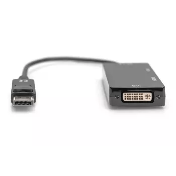 DIGITUS ASSMANN DisplayPort pārveidotāja kabelis, DP - HDMI+DVI+VGA M-F/F/F, 20cm 3-in-1 multivides kabelis, CE, melns