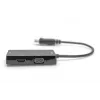 DIGITUS ASSMANN DisplayPort pārveidotāja kabelis, DP - HDMI+DVI+VGA M-F/F/F, 20cm 3-in-1 multivides kabelis, CE, melns