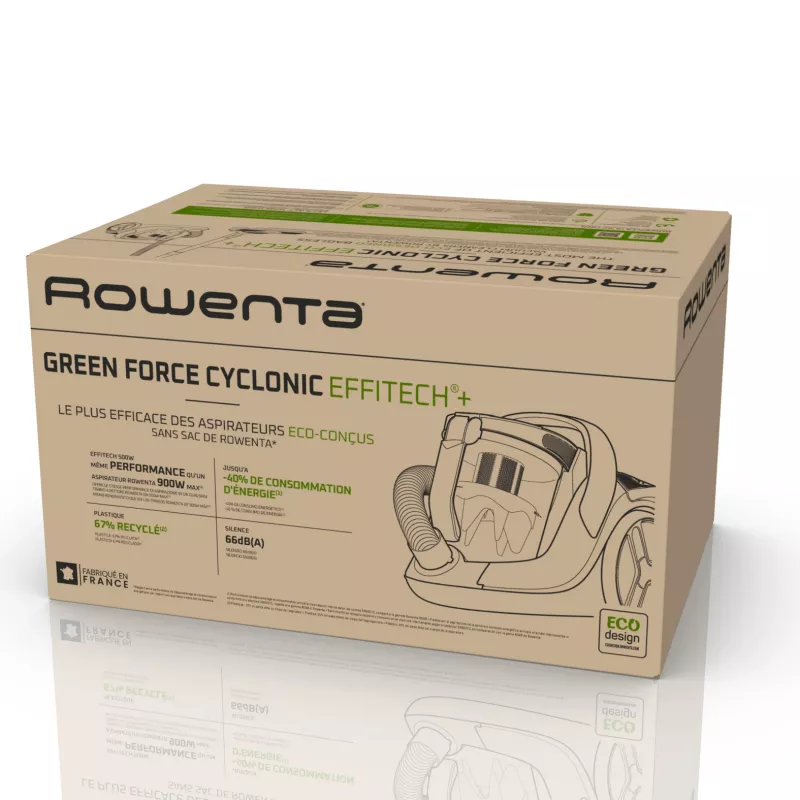 Rowenta zaļa Force RO7C36 2,5 L cilindriskais putekļsūcējs sausajai tīrīšanai 500 W bez putekļu maisa