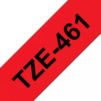 Laminēta lente Brother TZe461 36mm melna uz sarkana