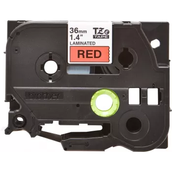 Laminēta lente Brother TZe461 36mm melna uz sarkana