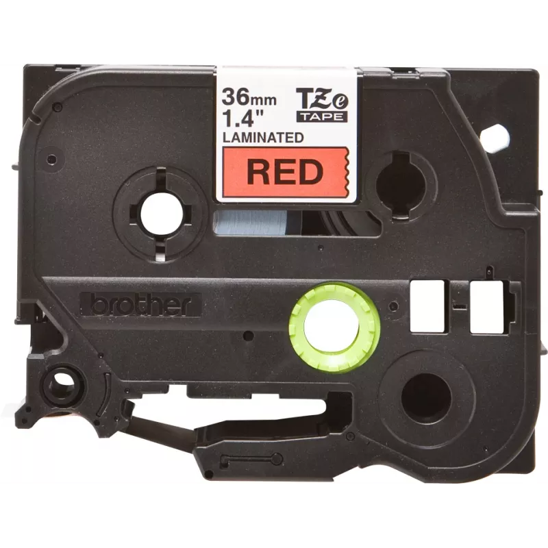 Laminēta lente Brother TZe461 36mm melna uz sarkana