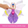 Barbie Dejo un plando lelle ar 2-in-1 pārveidi no dejotājas par tauriņu, violeti mati
