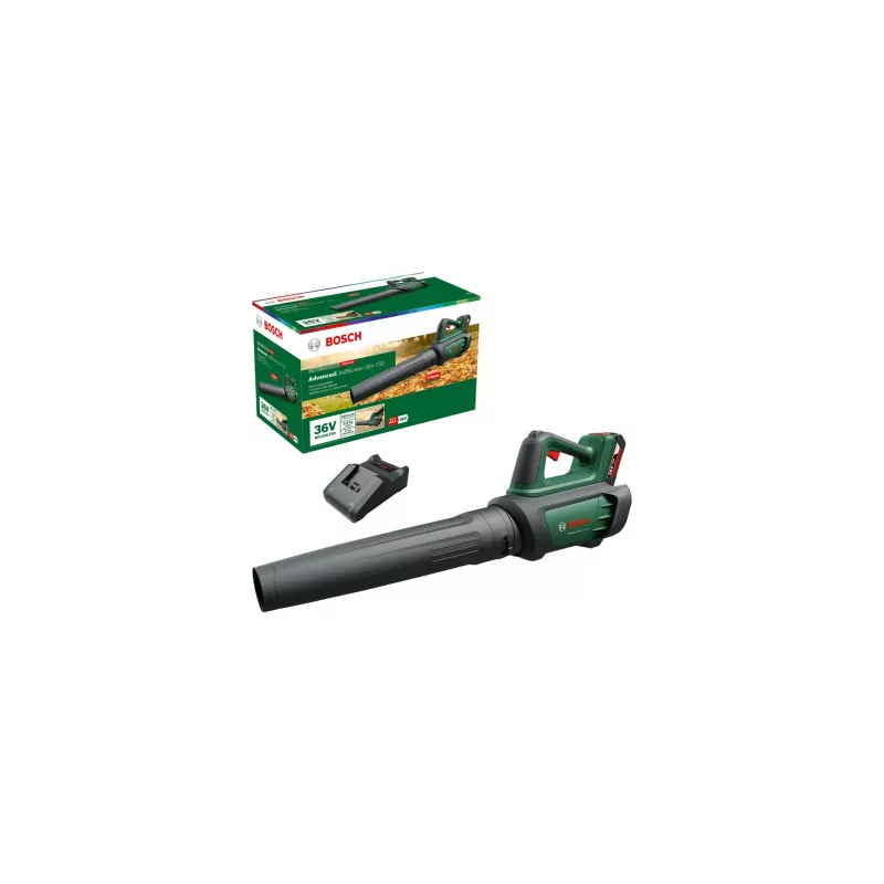 Bosch AdvancedLeafBlower 36V-750 (1x2.0Ah), rokas pūtējs, 100 km/h, 200 km/h, akumulators, 1,5 m/s², 254 mm