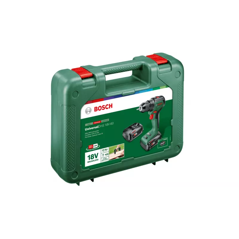 Bosch Universal Drill 18V-60 1900 RPM bezatslēgas 1.3 kg melna, zaļa