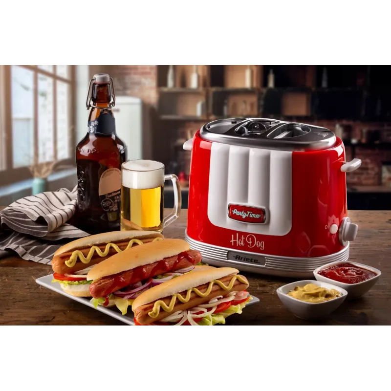 Ariete 206 Hot dog Maker Party Time, 650W, Sendviči un Hotdogi, Sarkans