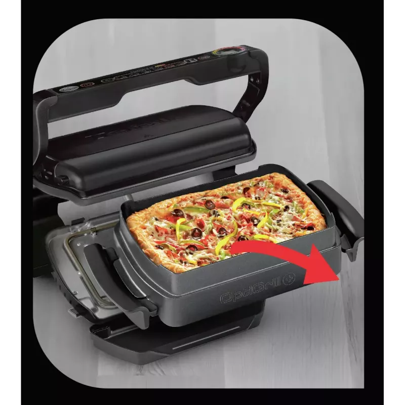 Kontakta grils Tefal GC7148 — 2000W, nerūsējošā tērauda korpuss, taisnstūra, regulējams termostats, režģa augšējā virsma, 365×365×175 mm