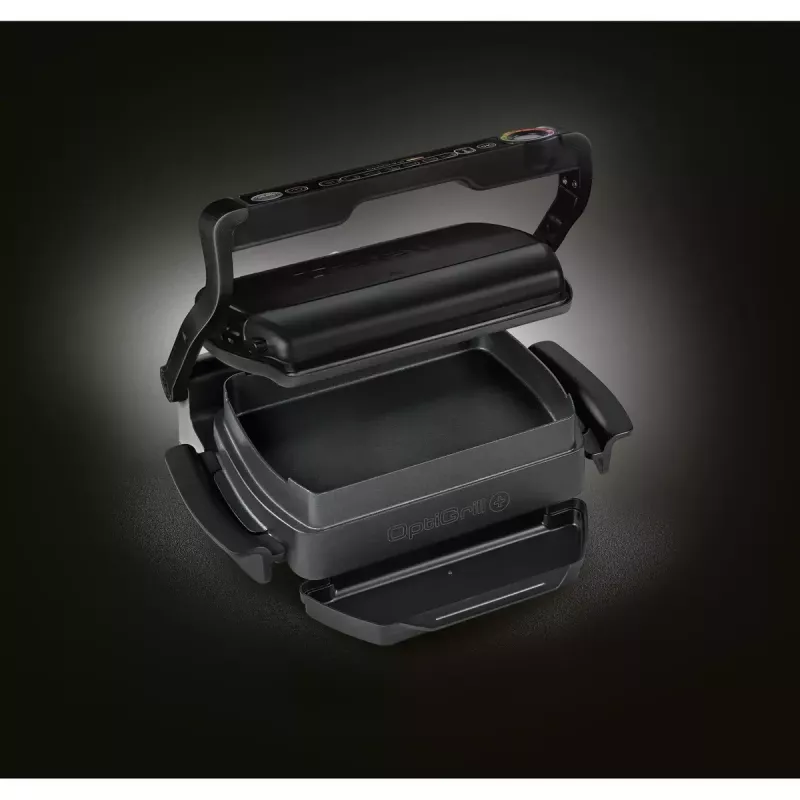 Kontakta grils Tefal GC7148 — 2000W, nerūsējošā tērauda korpuss, taisnstūra, regulējams termostats, režģa augšējā virsma, 365×365×175 mm