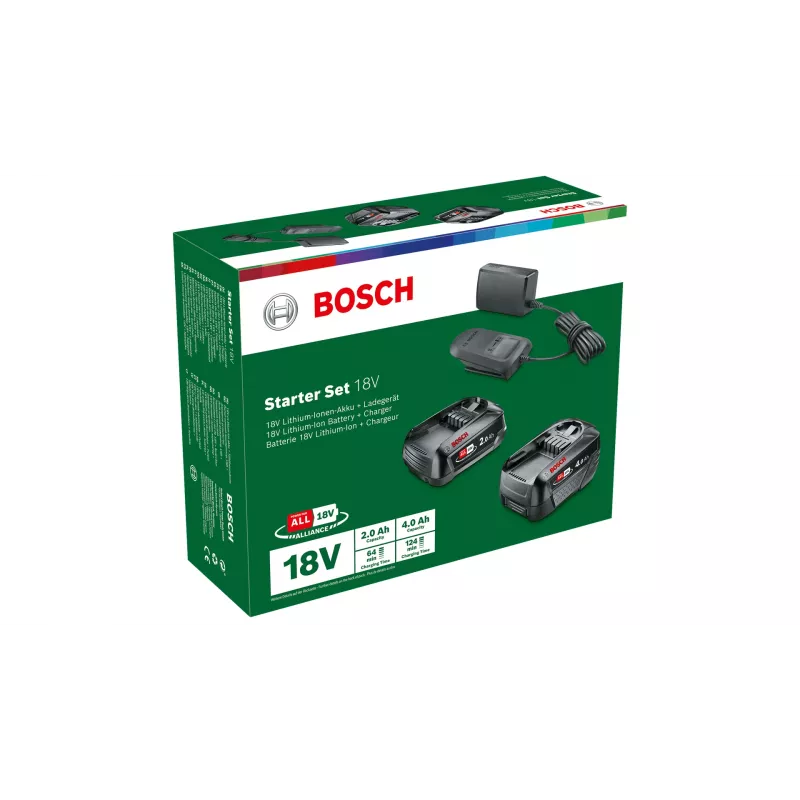 Bosch Starter-Set 18V - 2 x Akumulators (2,0 Ah + 4,0 Ah) Baterijas un lādētāja komplekts