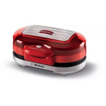Ariete 205 Hamburgeru gatavotājs Party Time, hamburgeru gatavošanas iekārta, 1200 W, dubultās nepiedegošās plāksnes, 2 nodalījumi, viegli tīrāms, sarkans