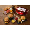 Ariete 205 Hamburgeru gatavotājs Party Time, hamburgeru gatavošanas iekārta, 1200 W, dubultās nepiedegošās plāksnes, 2 nodalījumi, viegli tīrāms, sarkans