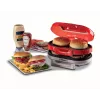 Ariete 205 Hamburgeru gatavotājs Party Time, hamburgeru gatavošanas iekārta, 1200 W, dubultās nepiedegošās plāksnes, 2 nodalījumi, viegli tīrāms, sarkans