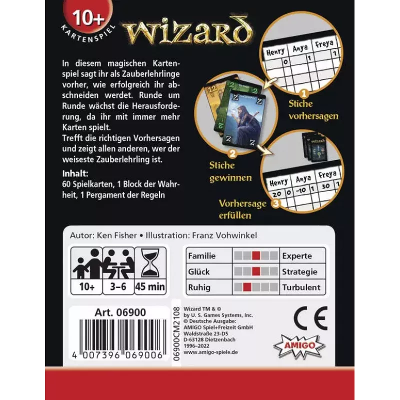 Kāršu spēle AMIGO Wizard (modelis 06900) — stratēģiska ģimenes spēle, 10+ gadi, 45 min