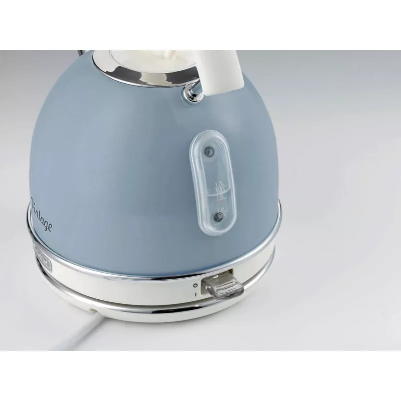 Ariete 2877 Vintage tējkanna, 1,7 l, bezvada, gaiši zila, 1,7 L, 2000 W, Gaiši zila, Ūdens līmeņa indikators, Bezvada, Filtrēšana