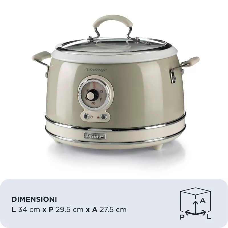 Ariete 2904 rīsu vārītājs - elektriskais rīsu vārītājs ar keramikas bļodu - mājas suši - daudzfunkciju vārītājs - Vintage līnija - 3,5 L - 650 W - bēšs